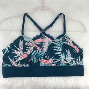 PINK Floral Sports Bra Style Pullover Padded Bra Size M